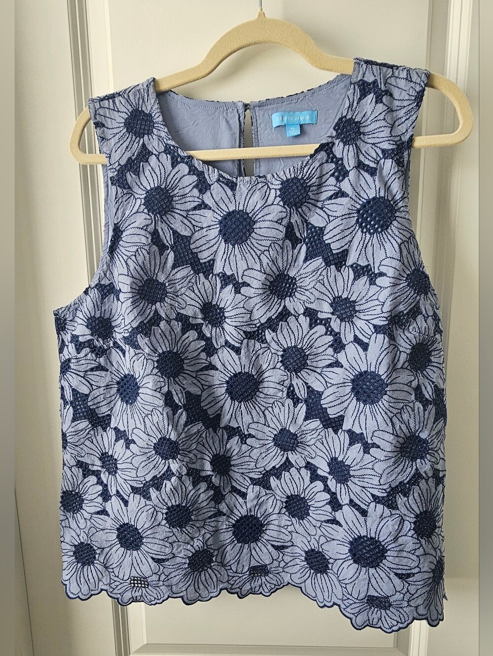 Draper James Blue Embroidered Floral Top